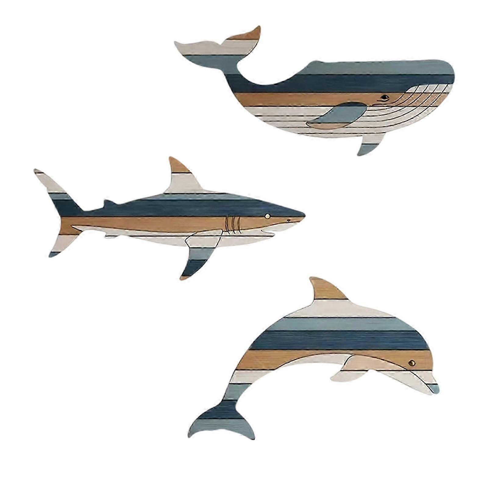 3Pcs Wall Sculpture  Fish Shape & Lightweight  for Nautical Theme