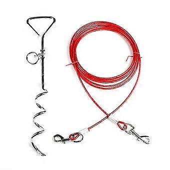 Dog Tie Out Cable and Stake, 10m Outdoor Dog Leash compatible with Runnin,Camping,with 16inch Heavy Duty Dog Anchor Spiral Stake