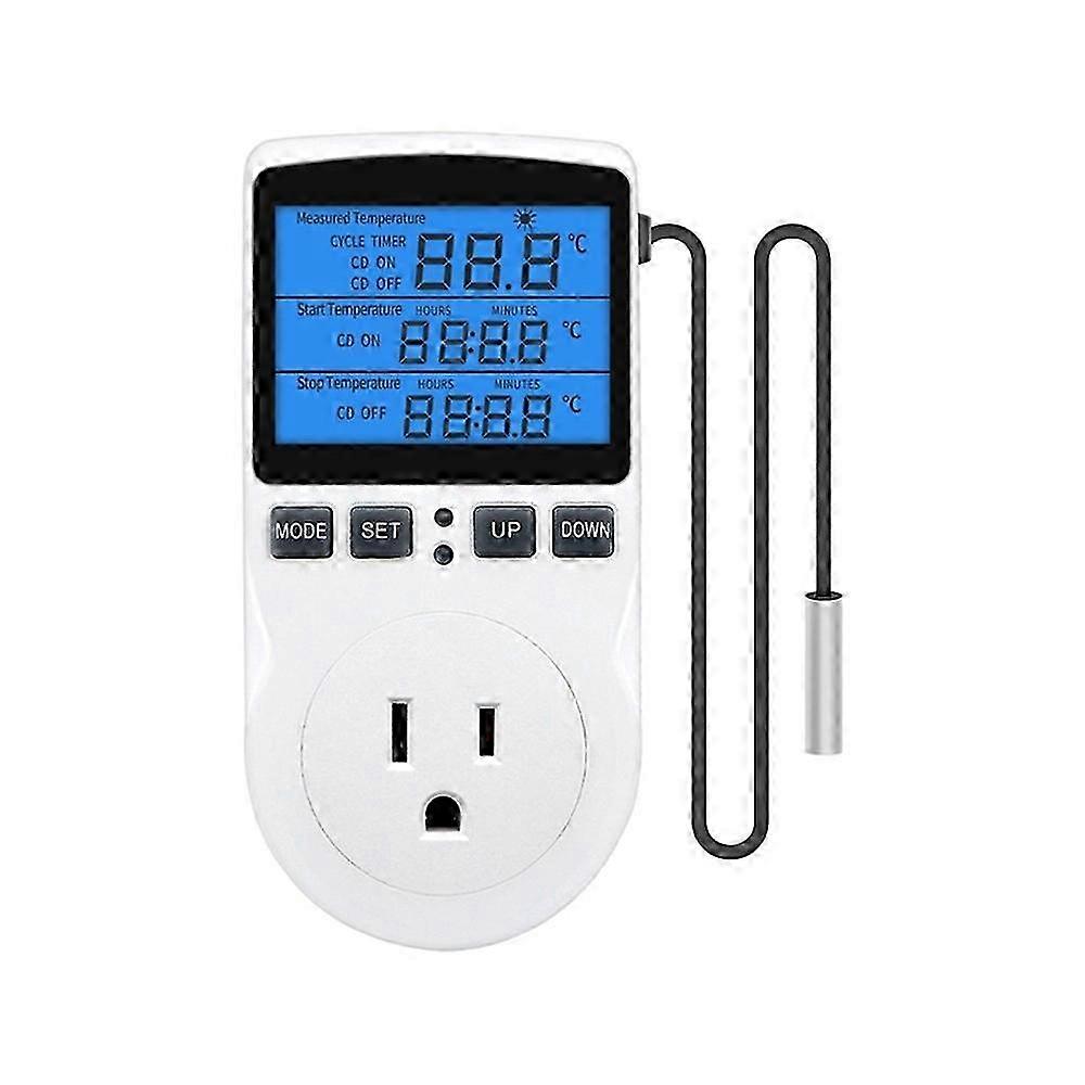Timer Socket Thermostat Multi-Function Temperature Controller Outlet with Timer Switch Sensor Probe Heating Cooling US
