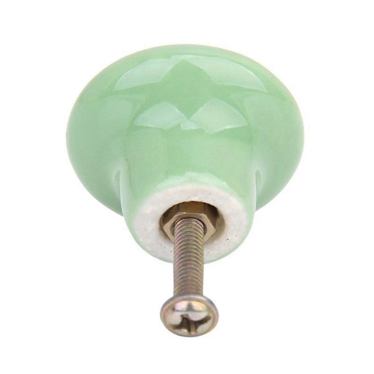 Ceramic Pull Handle Durable Round Door Knobs Pull Handles 5Pcs Green