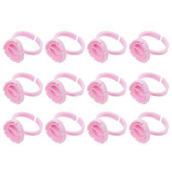 Pink Pigment Container Ring Cup for Eyelash 100Pcs Durable Plastic Accessories