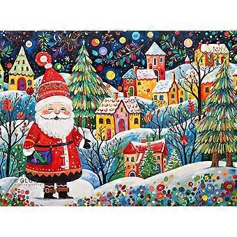 Rompecabezas Pueblo Navideño de Santa Claus, Rompecabezas de Pueblo Navideño Fantasía, Obra de Arte Navideña CYQL-467