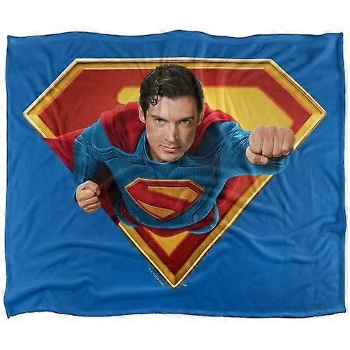 Superman Flying Over Shield Blanket