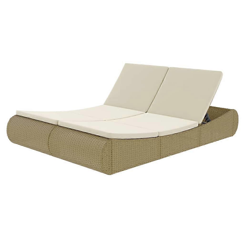 vidaXL Loungebed poly rattan beige