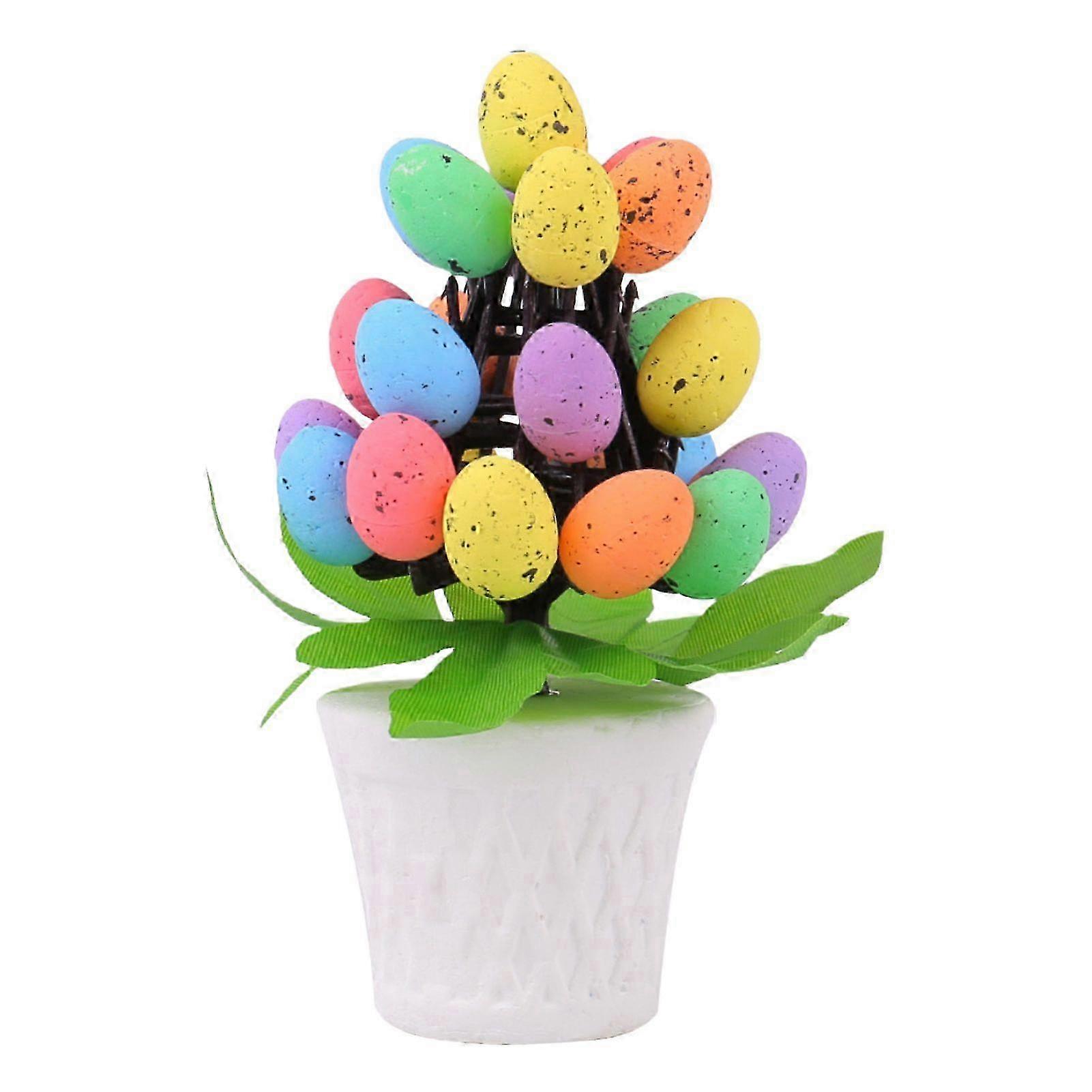 Easter Egg Ornament Easter Egg Bonsai Tree Low Maintenance Artificial Eggs Plants Desktop Easter Decoration Multicolor Potted Easter Ornament
