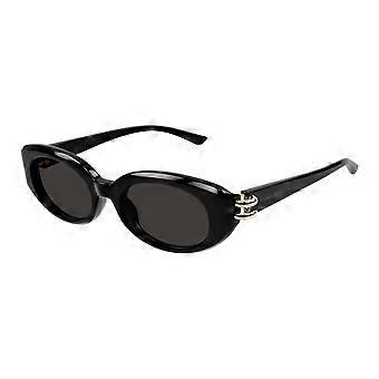 Alexander McQueen AM0469S 001 Full Rim Black Women Oval Sunglasses UV3 Original
