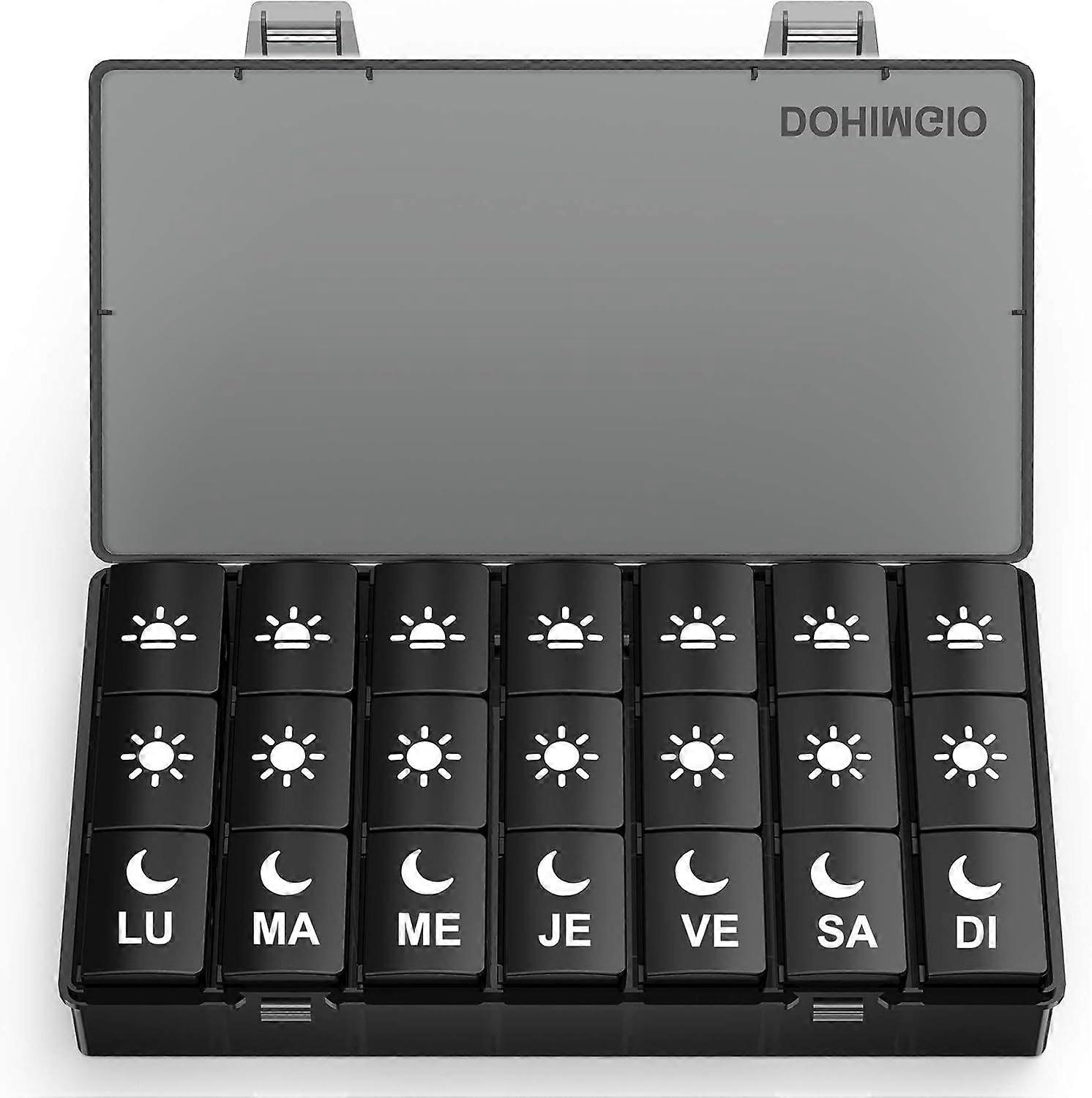 Large Weekly Pill Organizer Secure Locking Embedded Buckle