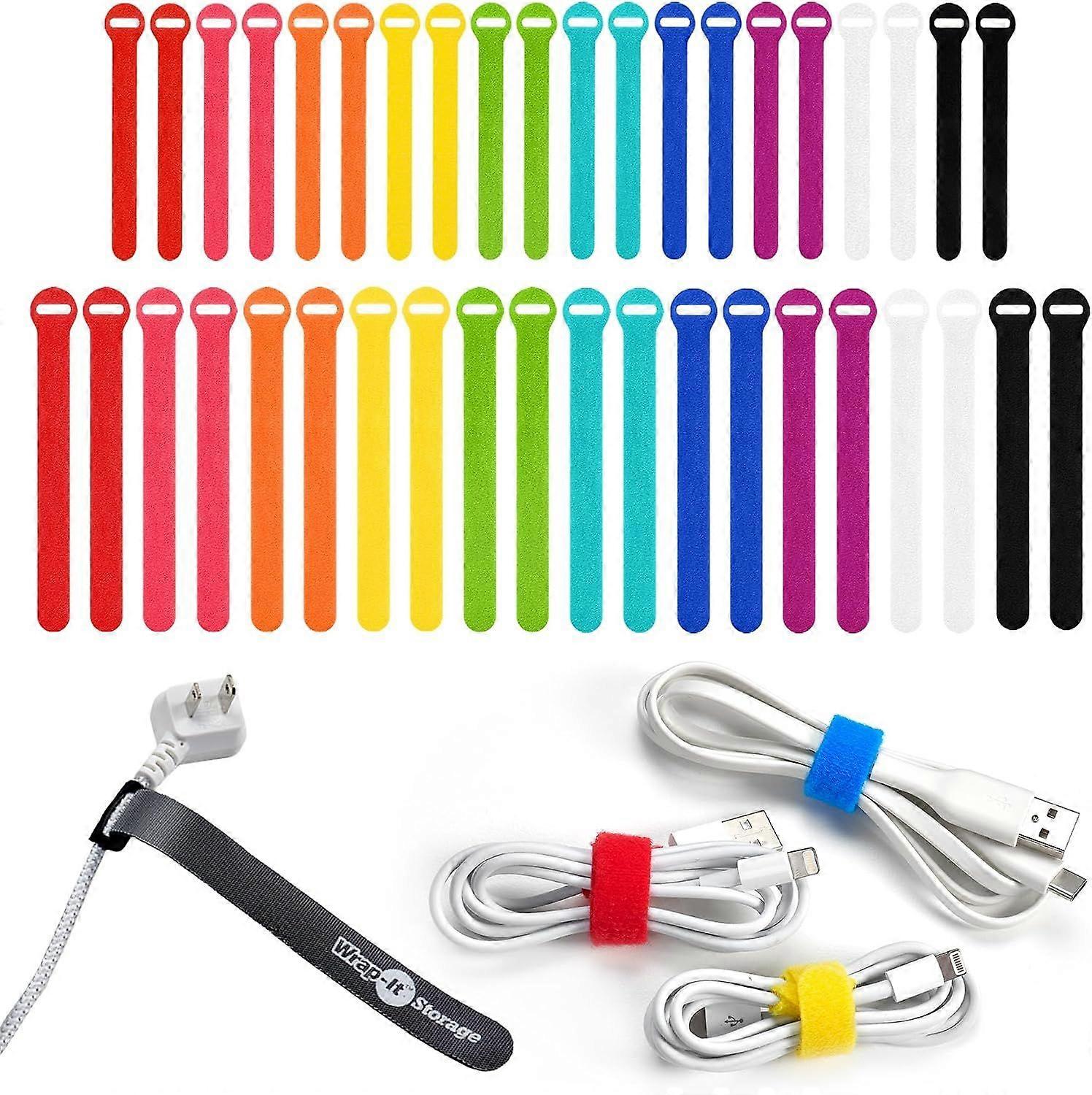 Self-Gripping Cable Ties by  Storage - Assorted 40-Pack Multicolor