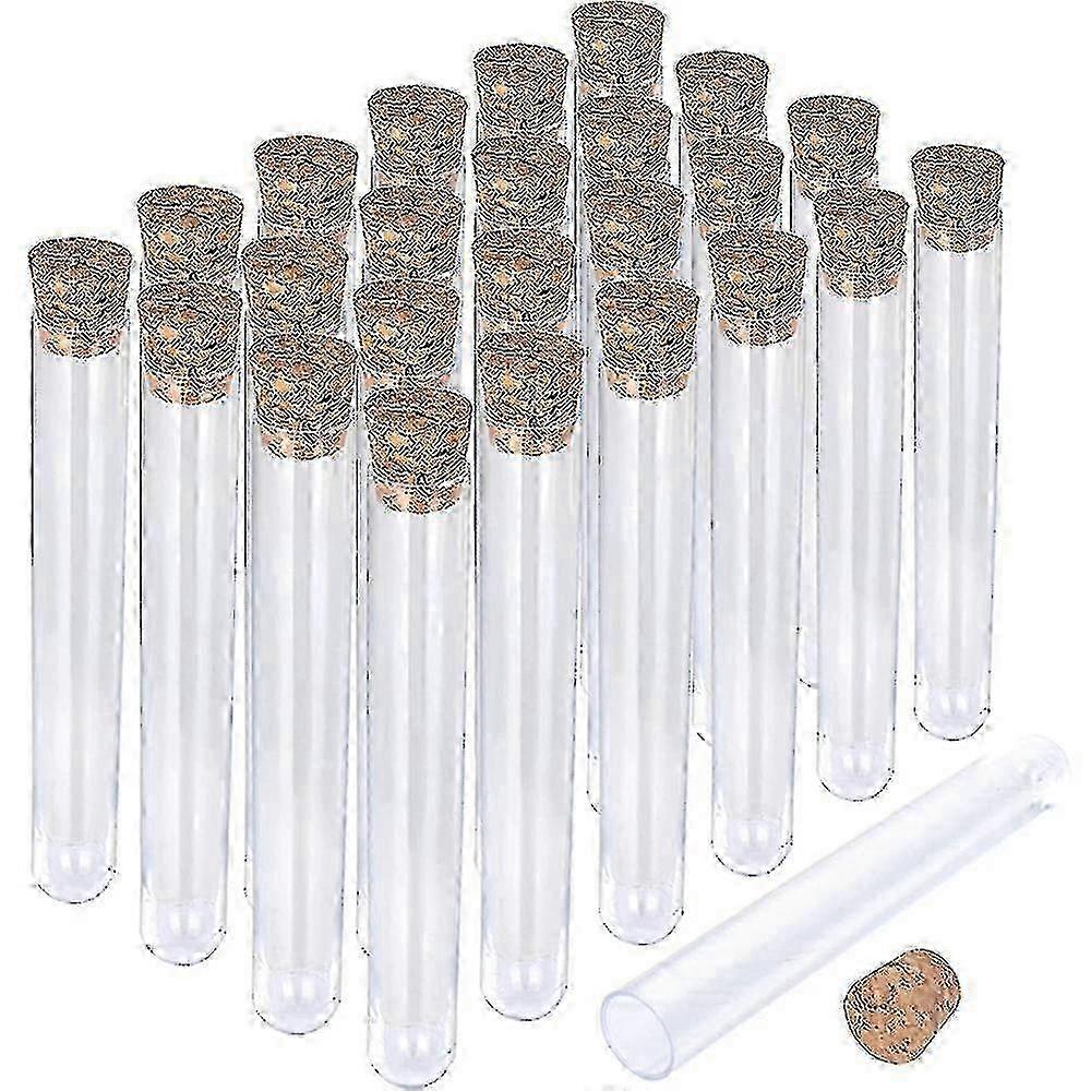 Laboratory Test Tubes 20pcs 12x100mm Clear Transparent Plastic with Corks Caps