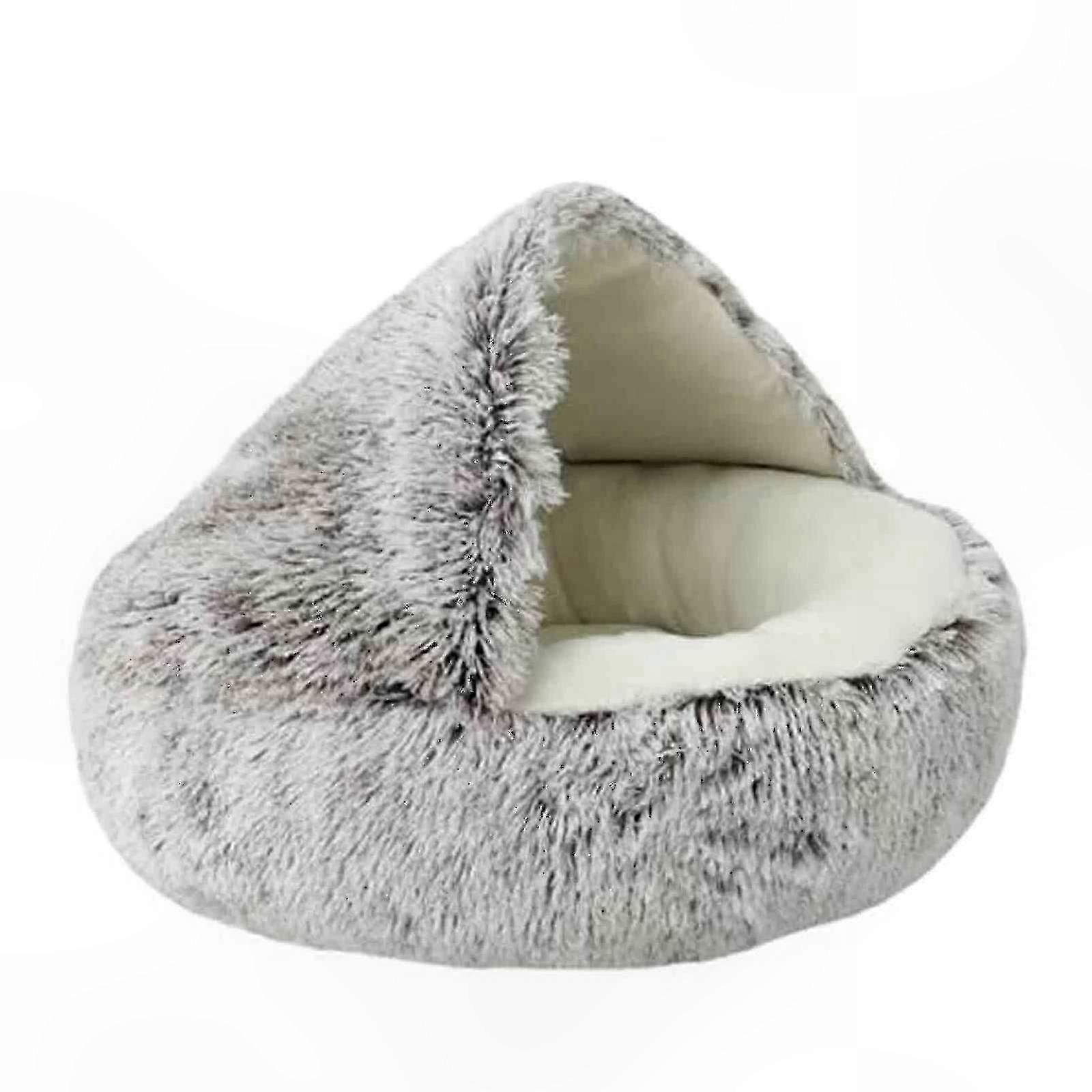 Plush Hooded Pet Bed with Stable Base