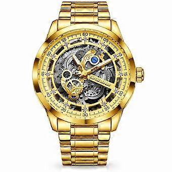 Reloj de cuarzo para hombre BINBOND, totalmente dorado, con esfera dorada, reloj de pulsera de lujo para negocios y moda JY