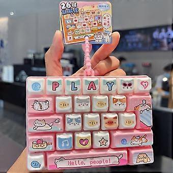 Stressabbau-Tastatur mit 26 Tasten, sensorisches Spielzeug, niedlicher Rucksackanhänger, Geschenk für Geburtstagsfeiern