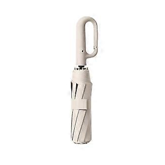 Windproof Travel Umbrella 105CM Automatic Folding Beige Umbrella with Reinforced Aluminum Frame and Ergonomic Buckle Handle
