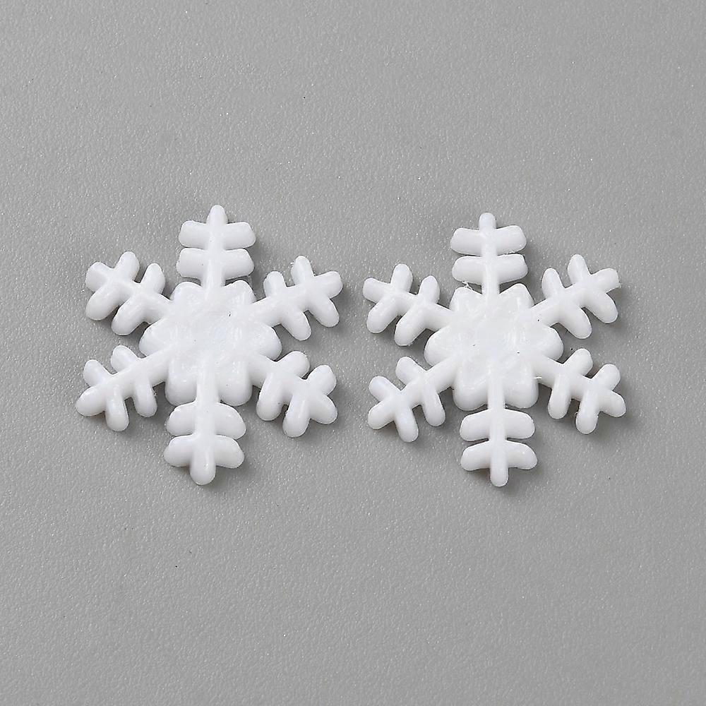 20pcs Plastic Cabochons Snowflake White 16.5x14.5x2.5mm