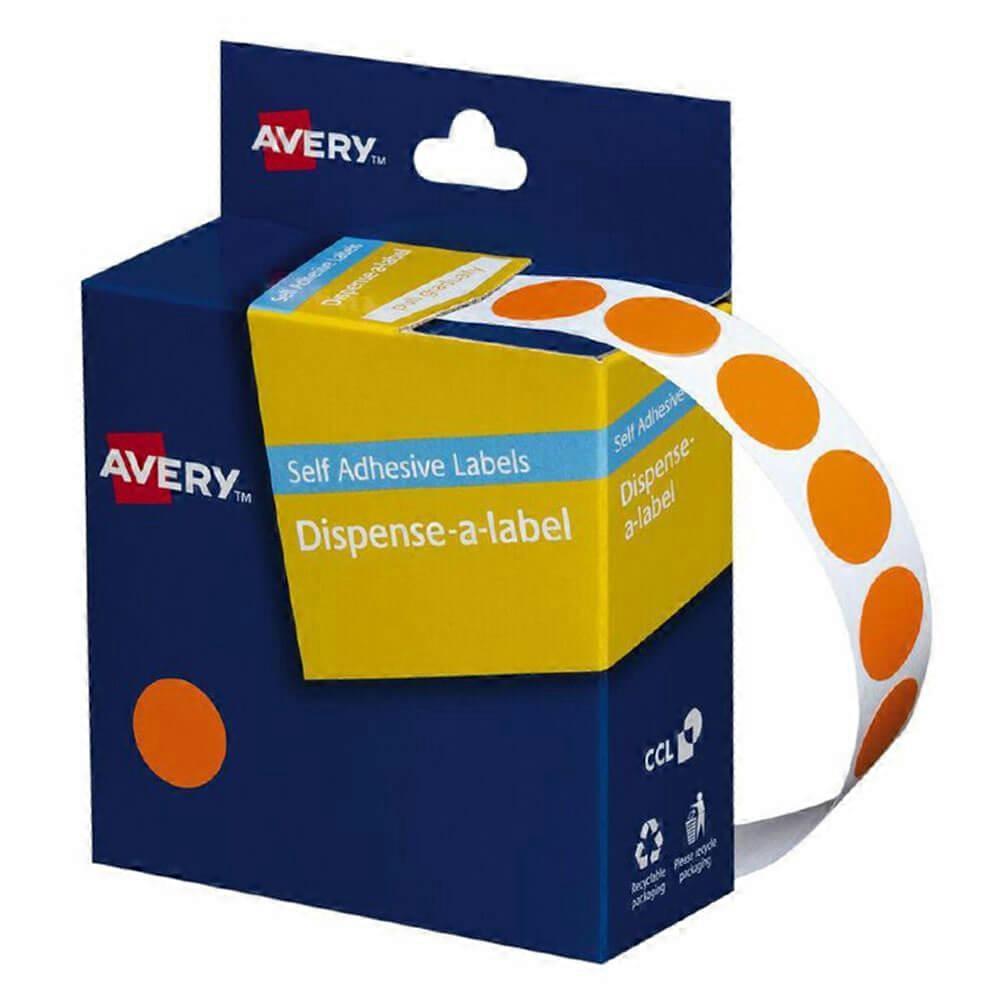 ORANGE Avery Self Adhesive Dot Labels 14mm 1050 Pieces For Colour Coding System
