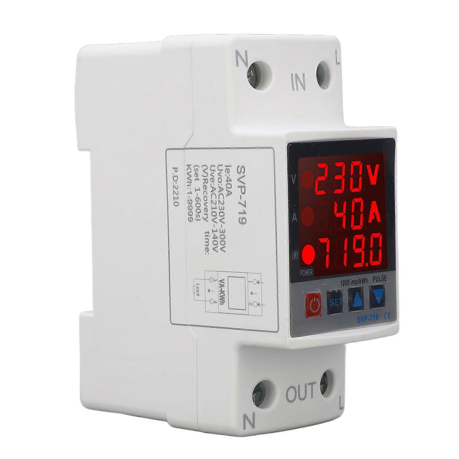 Over Under Voltage Protector Adjustable Self Resetting Intelligent Voltage Protective Device AC220V 40A