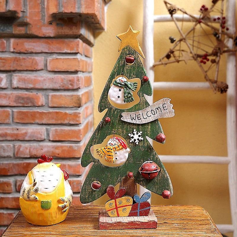 Decoratiuni de Craciun din lemn Pomul de Craciun Ornamente Old Snowman Bell Retro Mobilier Decoratiuni Scena Layout