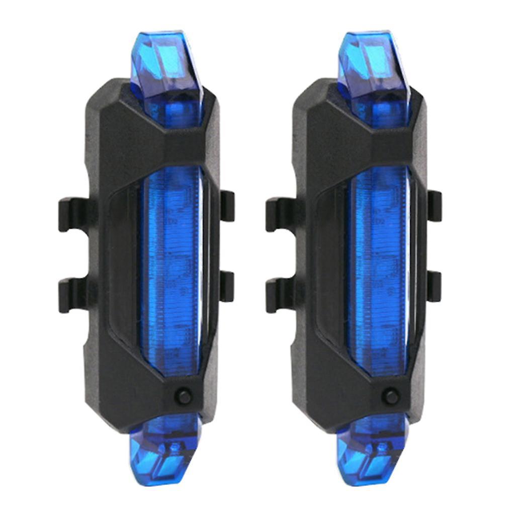 2x Bike Tail Light USB Rechargeable Light Super Bright Safty Light Blue