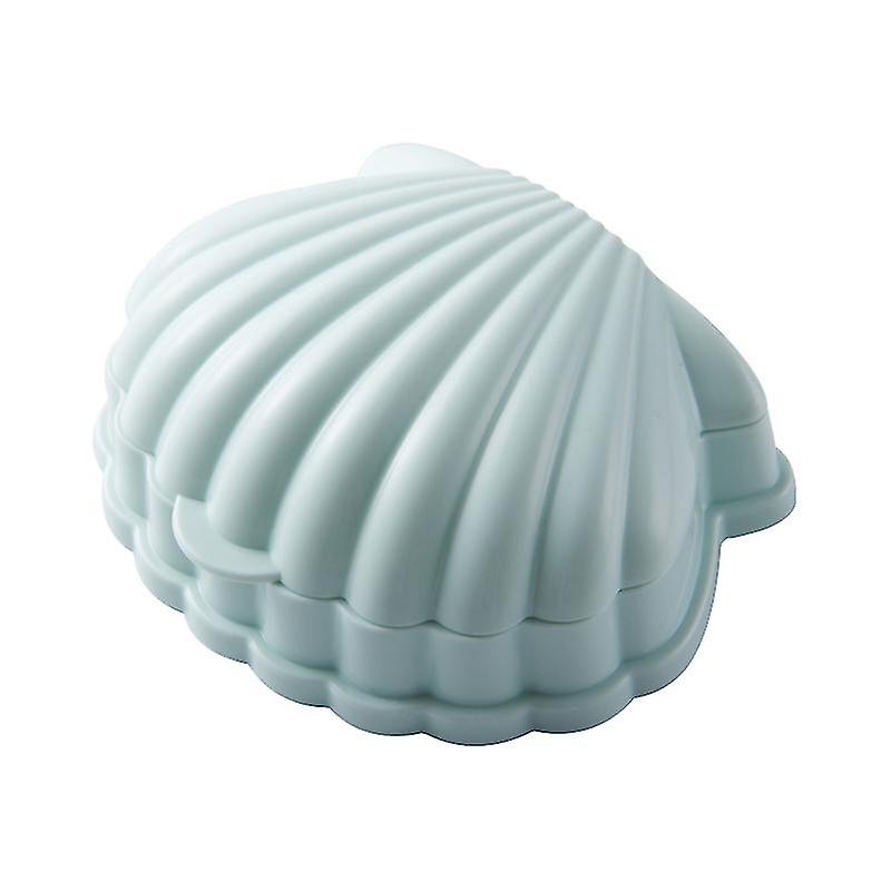 Shell Shaped Soap Rack Portable Double Drain Soap Receptacle With Lid (grey)