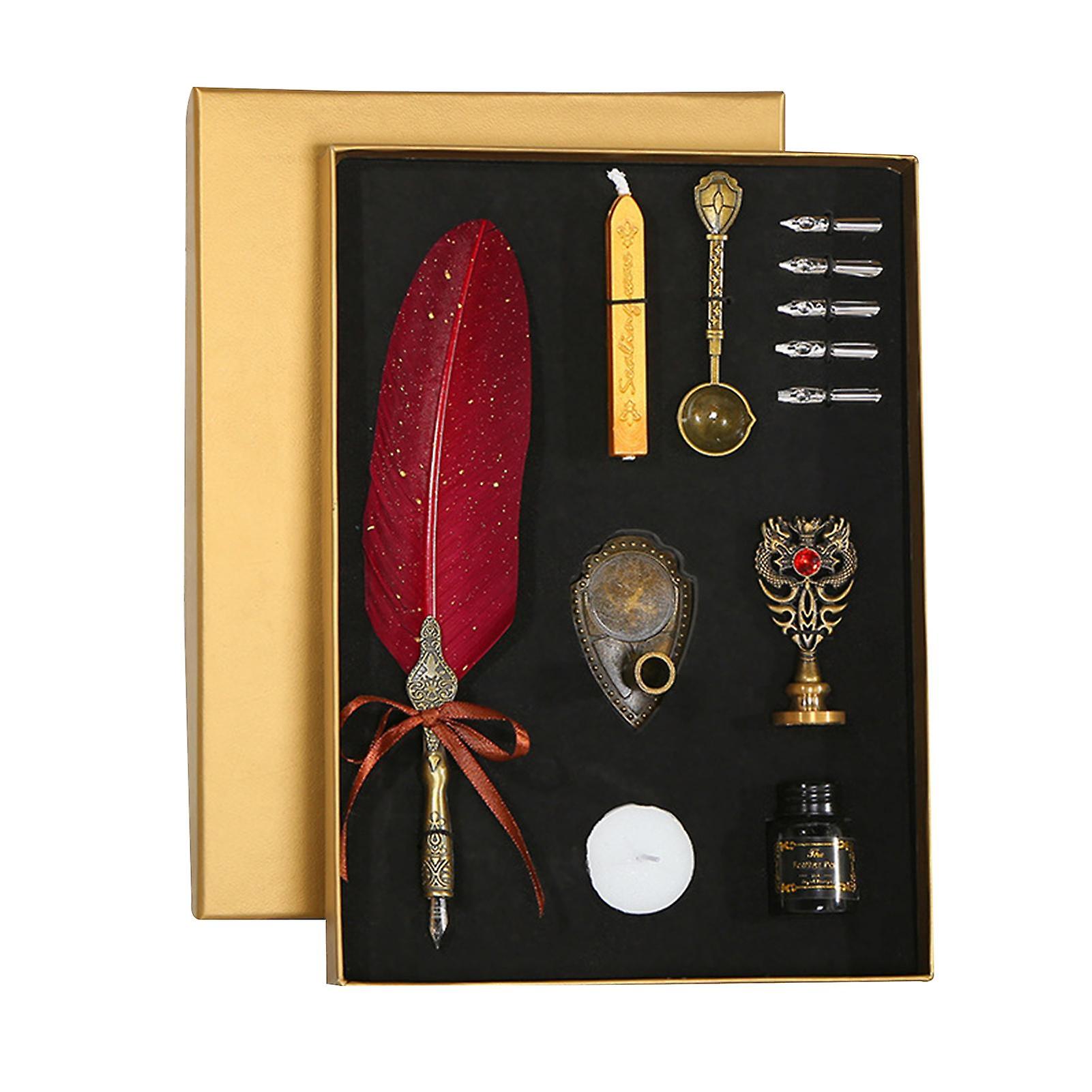 Vintage Feder Stift und Tinte Set glitzernde Federkiel Füllfederhalter Kalligraphie Dip Stift Schreiben