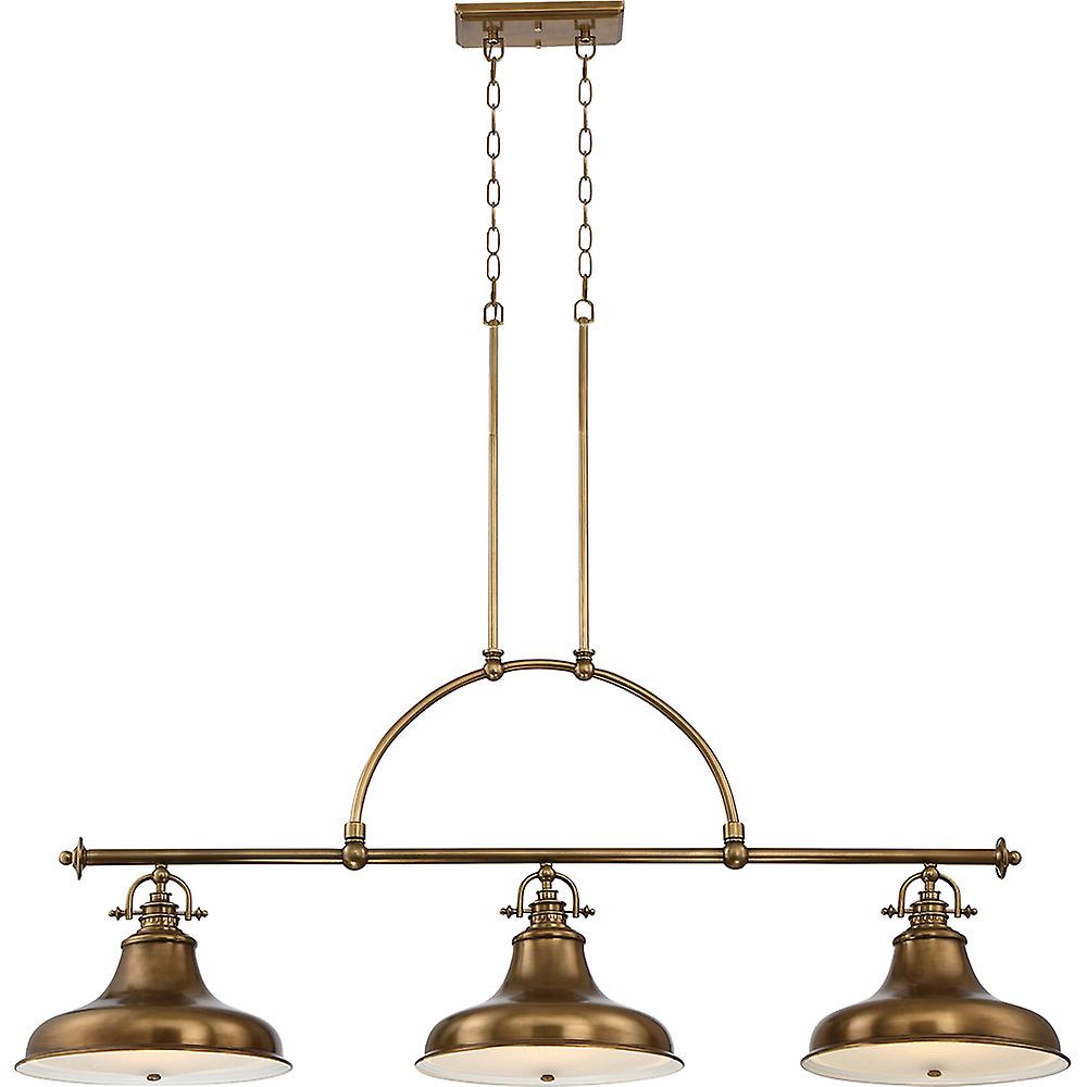 Emery 3 Light Pendant Bar Chandelier Light Weathered Brass, E27
