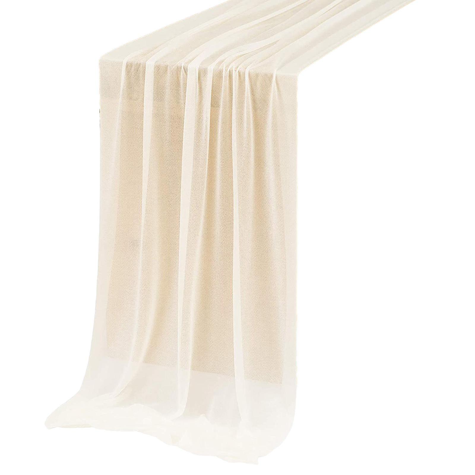 Chiffon Table Runner Rustic Table Cloth for Banquets Decor White 70x300cm