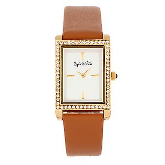Sophie and Freda Wilmington Leather-Band Watch w/Swarovski Crystals - Brown