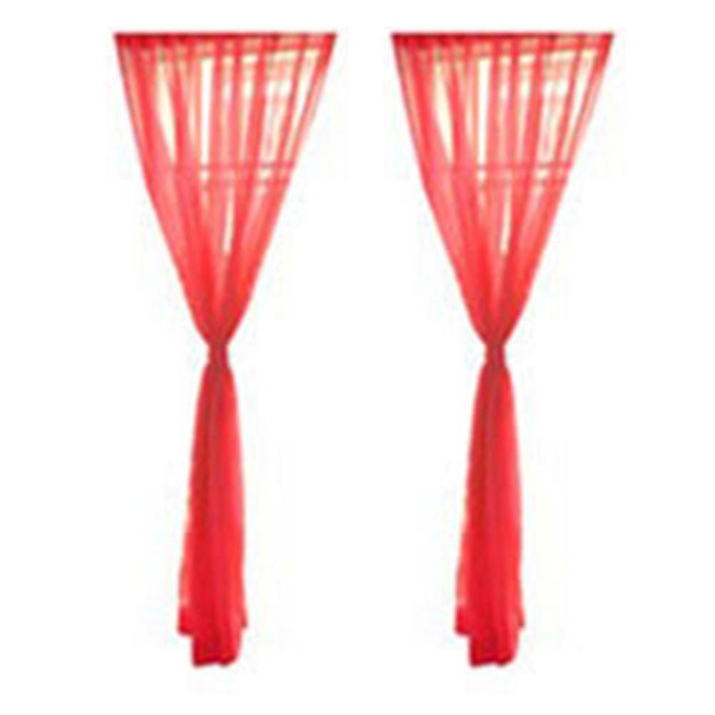 ZHOUBA 2 Pcs Pure Color Tulle Door Window Curtain Drape Panel Sheer Scarf Valances