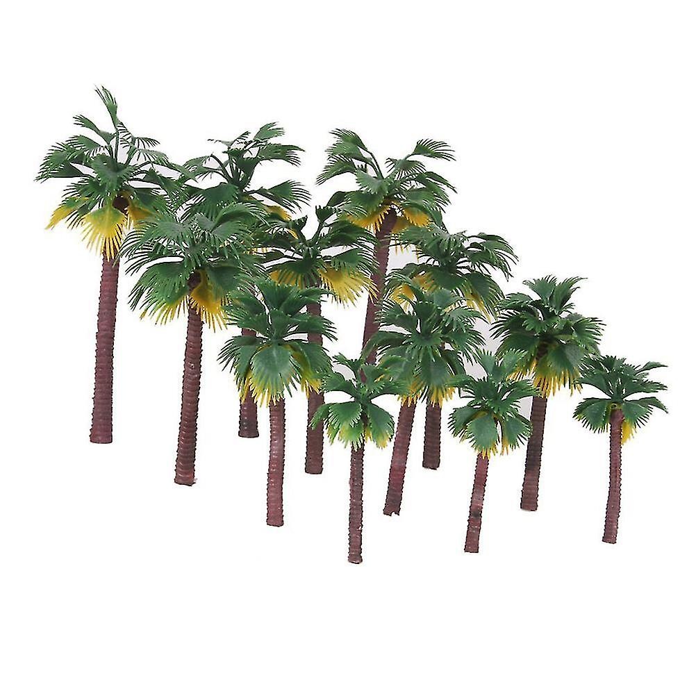 12pcs Layout Rainforest Plastic Palm Tree Diorama Scenery (the Color Of Root Is Random)