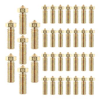 35pcs Düsensatz 0,2 mm 0,4 mm 0,5 mm 0,6 mm 0,8 mm 1,0 mm 3D-Druckerdüsen Extruder