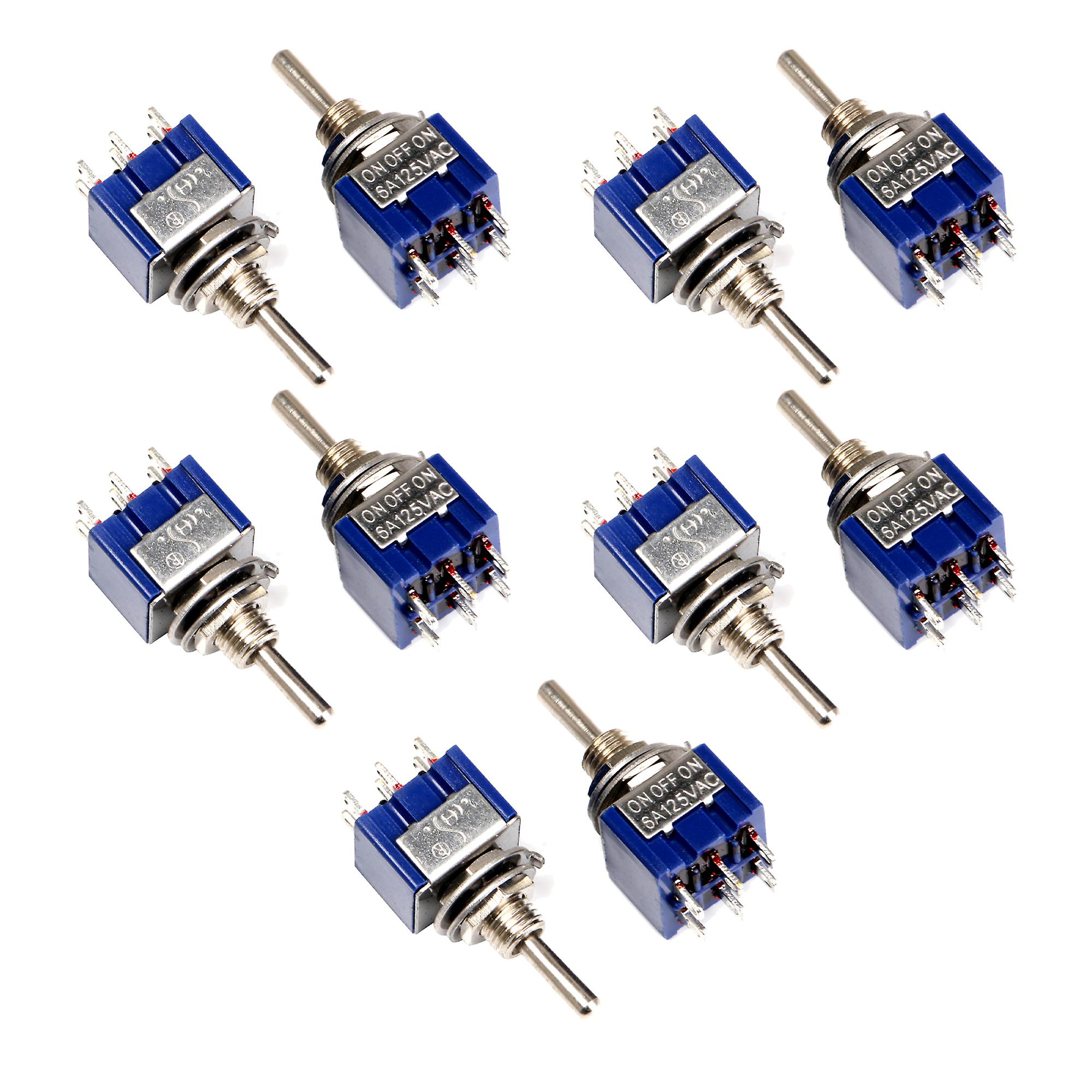 10x Blue 3 Way Toggle Switch Double Pole Double Throw ON-OFF-ON Guitar Amplifier