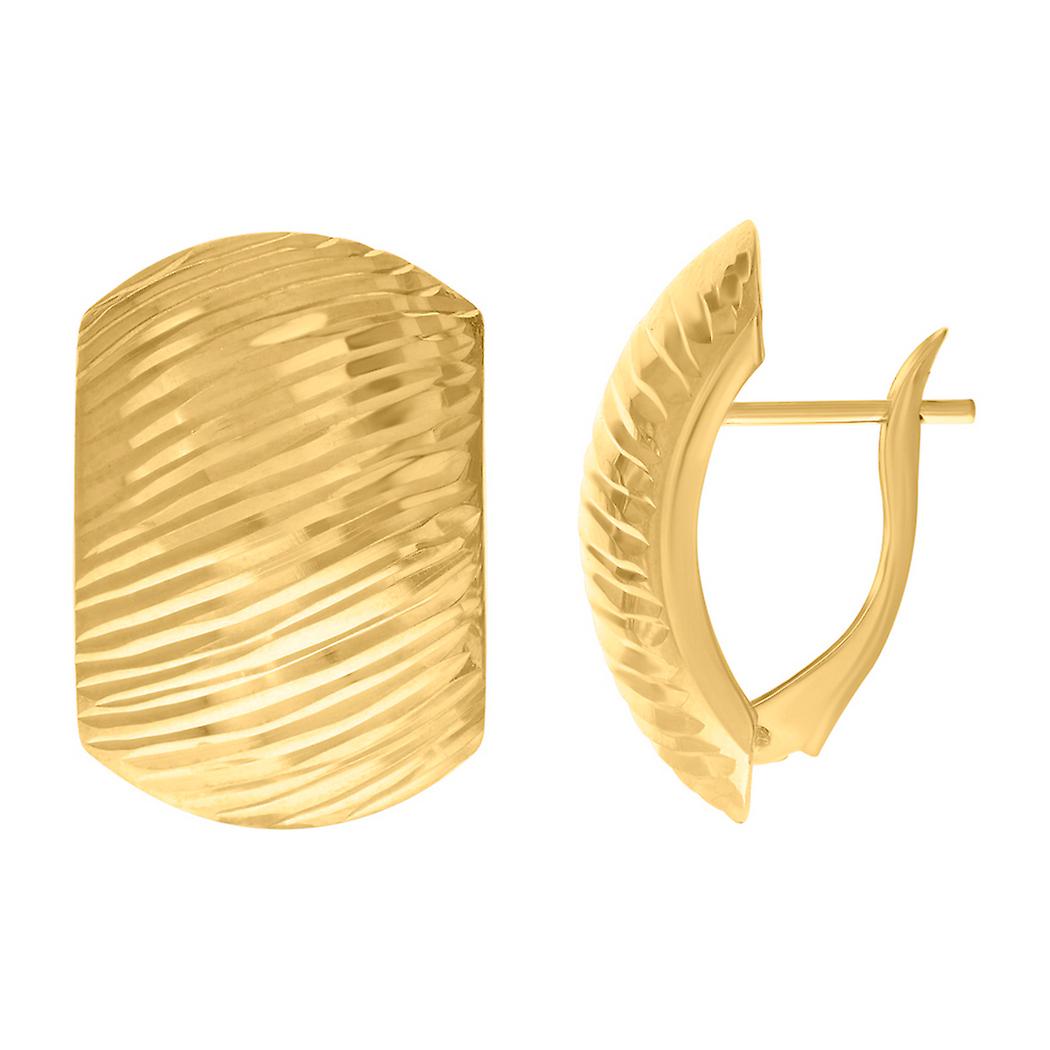 14Kイエローゴールドレディースファッションラッチバックイヤリング女性用20.6x14mm幅スタッドイヤリング - 3.1グラム