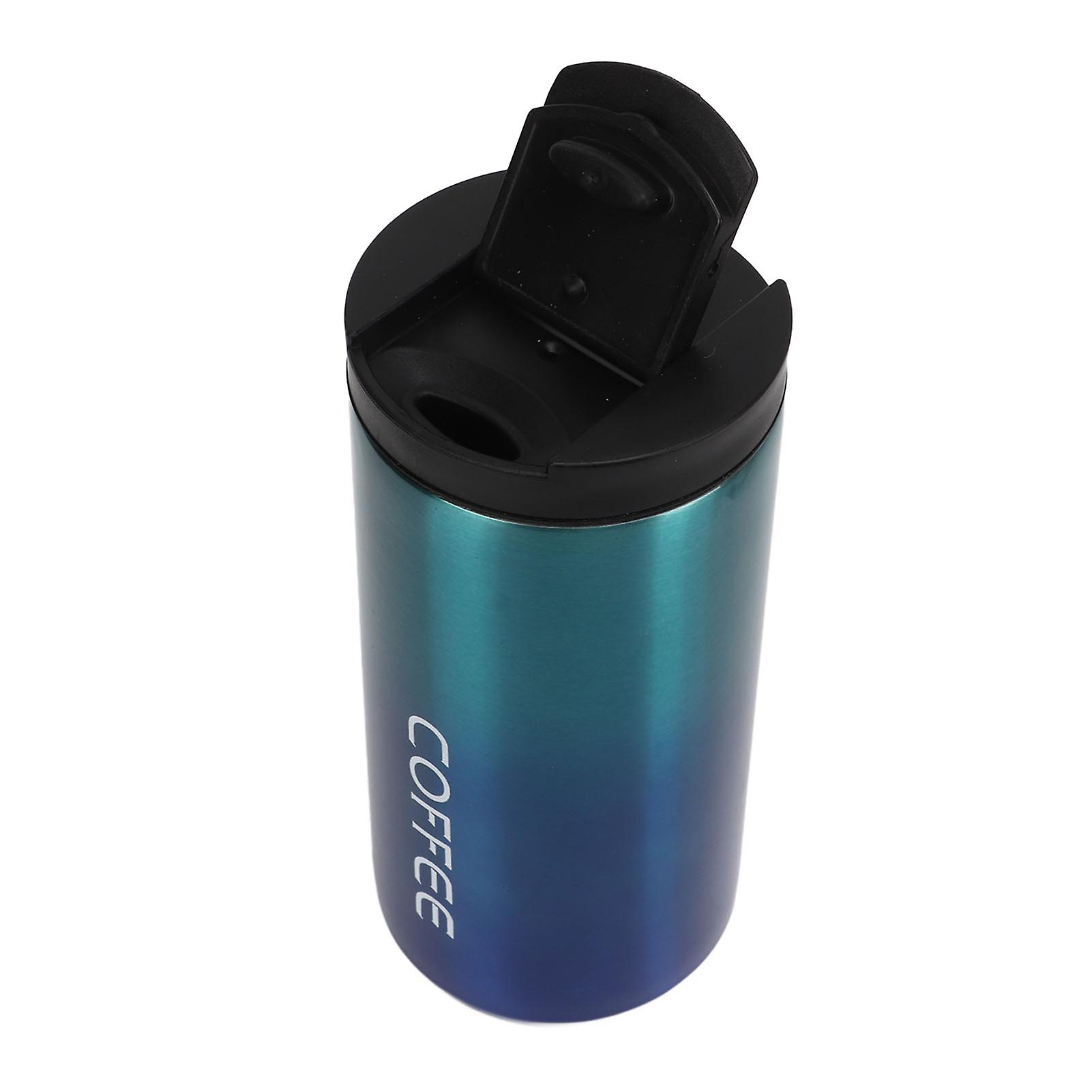 Insulated Coffee Mug Stainless Steel Large Caliber Gradient Color Anti Skid Insulated Water Bottle 350ML Gradient Blue