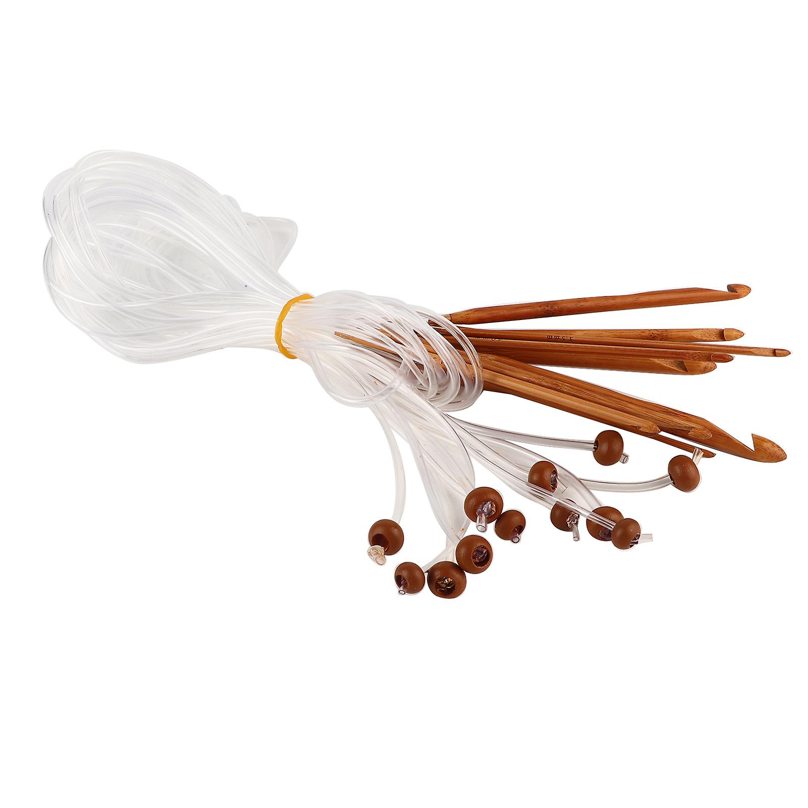 Set of 12 Tunisian Carbonized Bamboo Hooks for Rugs and Carpets