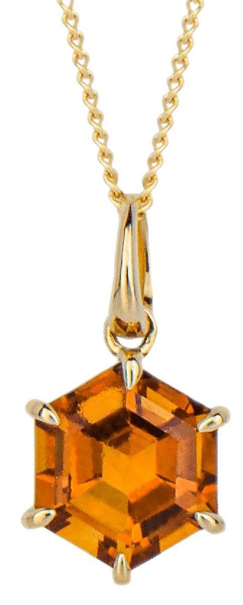 Elements Gold Hexagonal Citrine Pendant - Gold/Orange