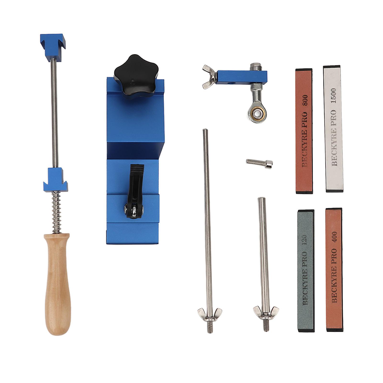 Professional Kitchen Knife Sharpener System with 4 Whetstones, Fixed Angle and Stainless Steel
