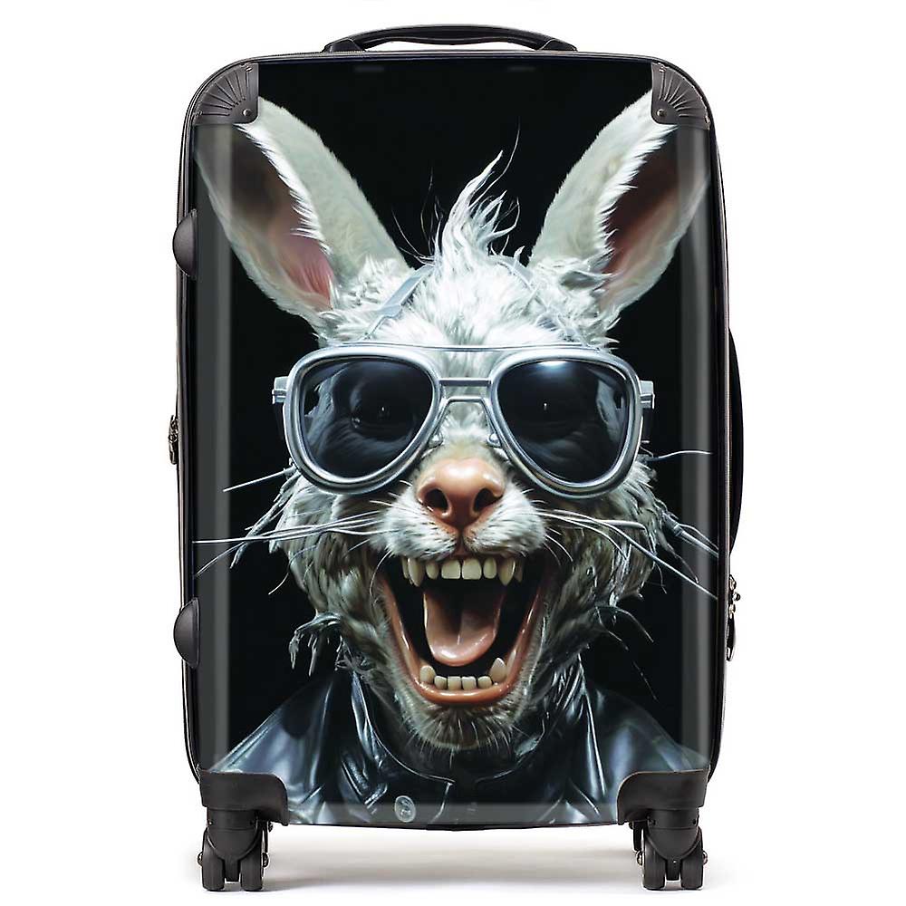 Funky Rabbit Face With Glasses Suitcase