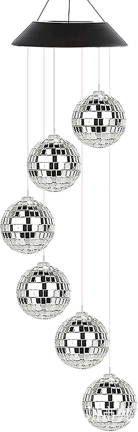 Color-Changing Crystal Ball Solar Wind Chime Lamp, Mobile LED Solar Powered Wind Chime Hanging Light