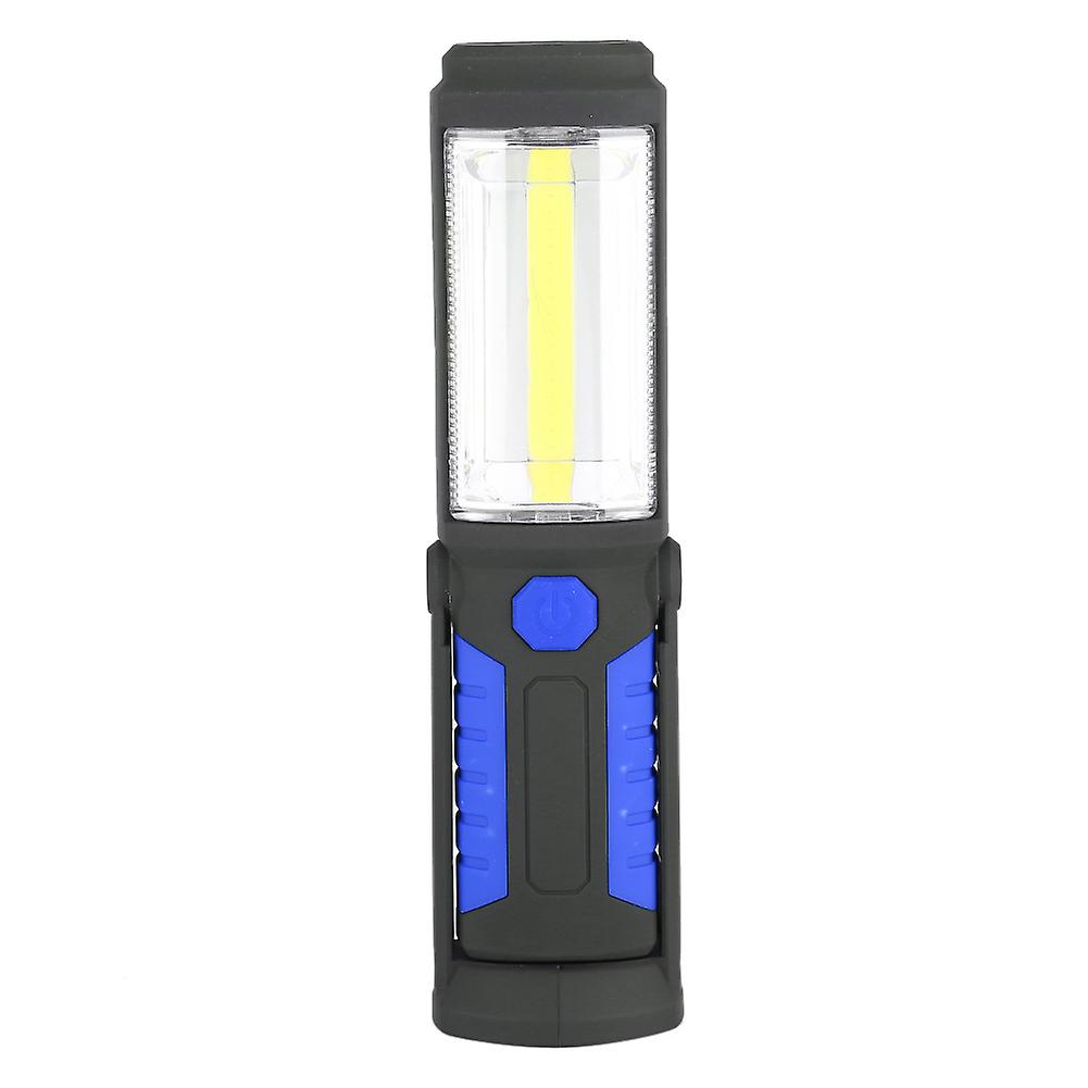 3W Rechargeable COB LED Flashlight Camping Emergency Work Light with Magnetic Stand Blue