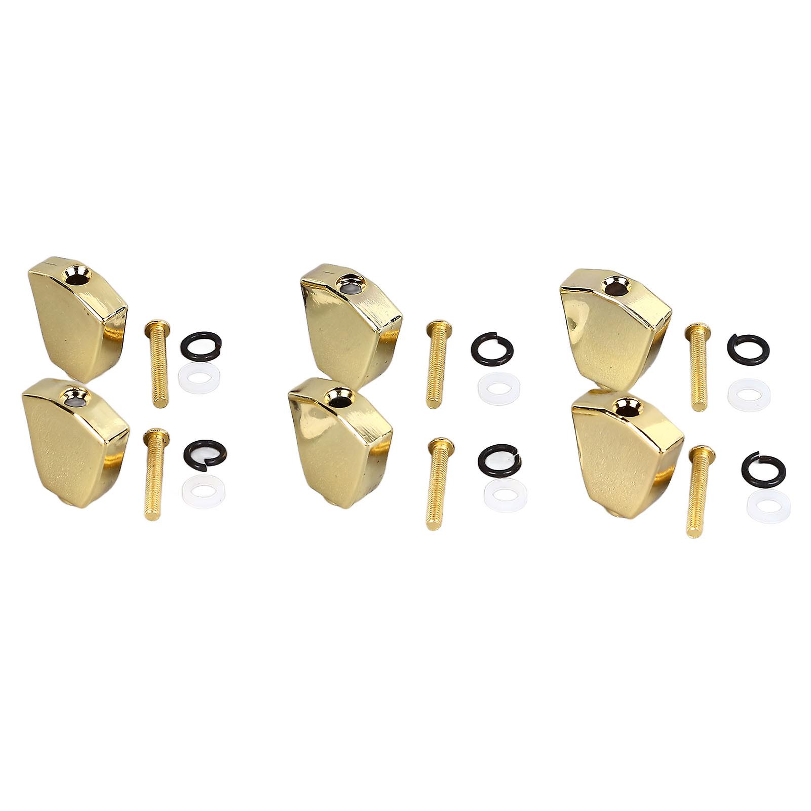 6PCS Guitar Tuner Machine Handle Tuning Key Button Head Metal Guitar Tuning Peg Button Gold 