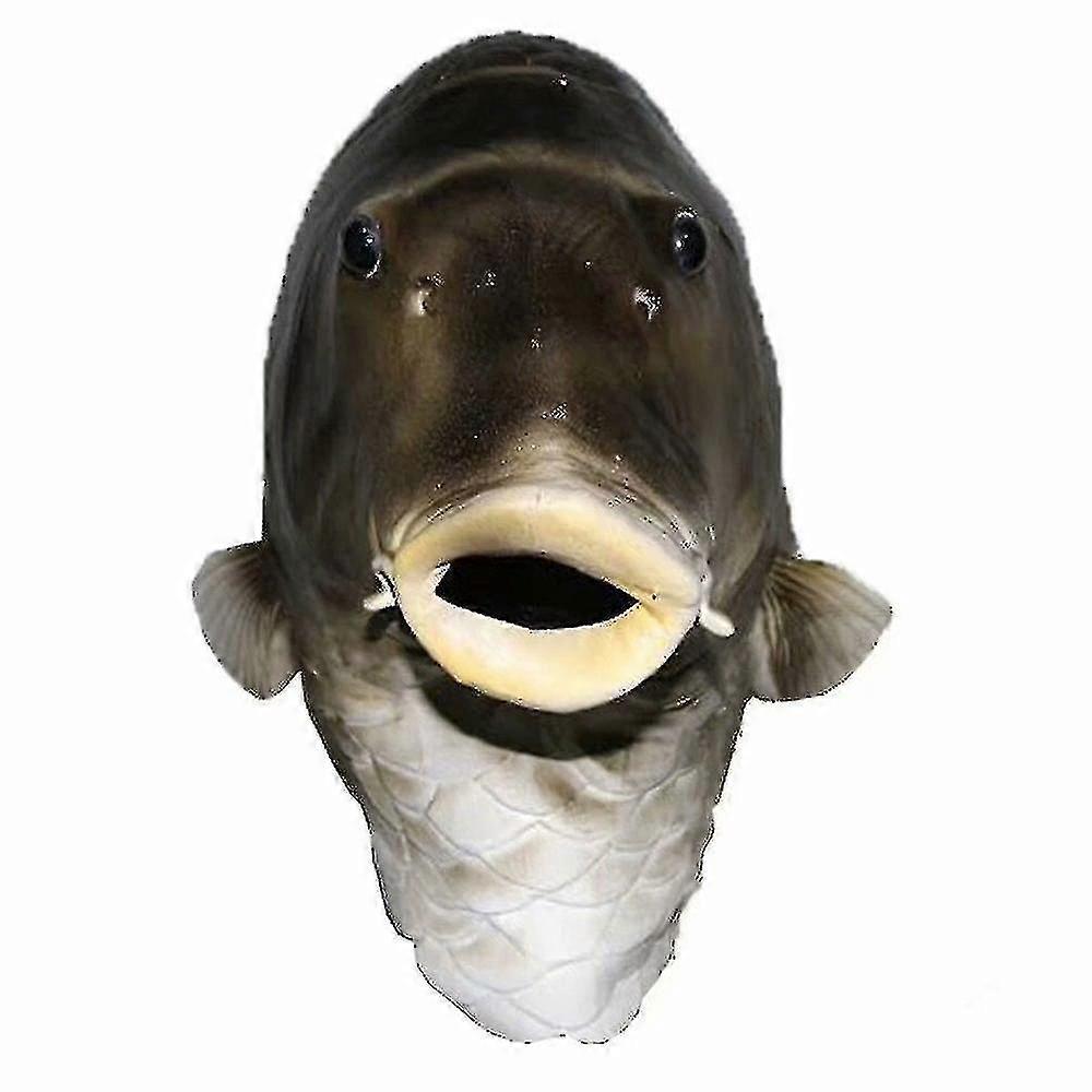 Schwarze Fisch Maske Latex Tierkopf Maske Grau Fisch Kostüm Kopfbedeckung Maskerade Party Erwachsene