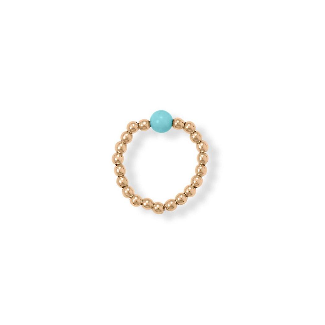 14/20 Gold Filled and Turquoise Bead Stretch toe ring 2.5mm 4mm Simulated at Center-toe ring for Women