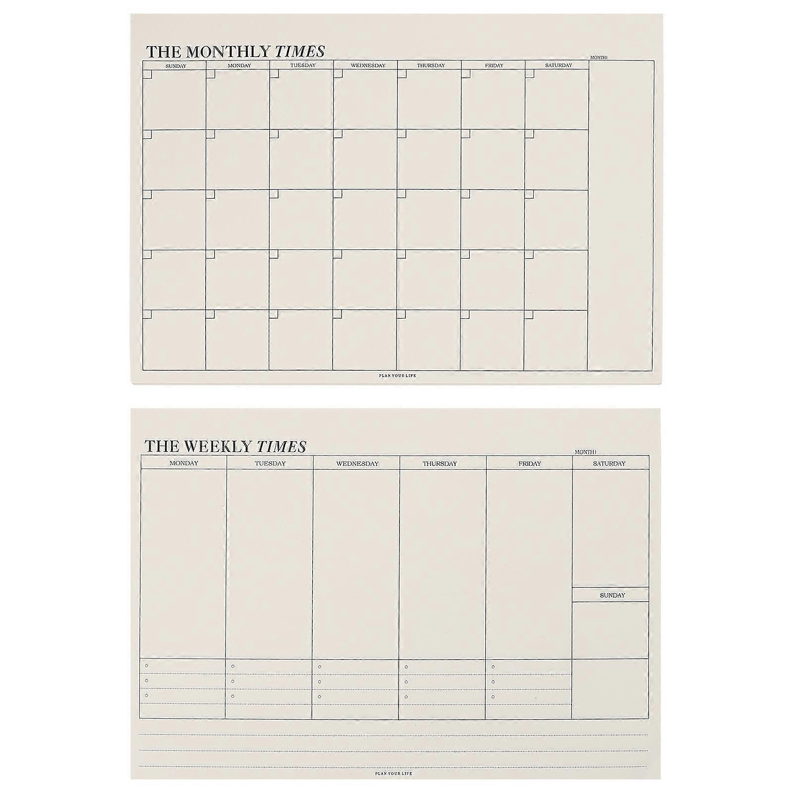 2pcs Weekly Notepad Planner Monthly Paper Planning Notepad Schedule Checklist