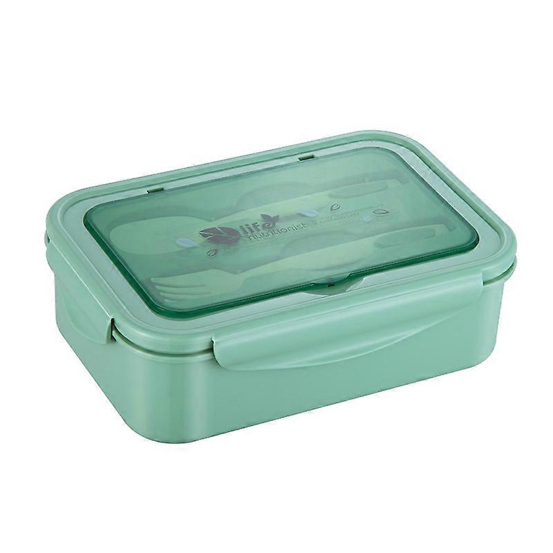 Bento Lunch Box with Cutlery Set 3 Compartment Food Storage Containers Meal Prep Lunch Box Plastic Food Storage Containers, Green