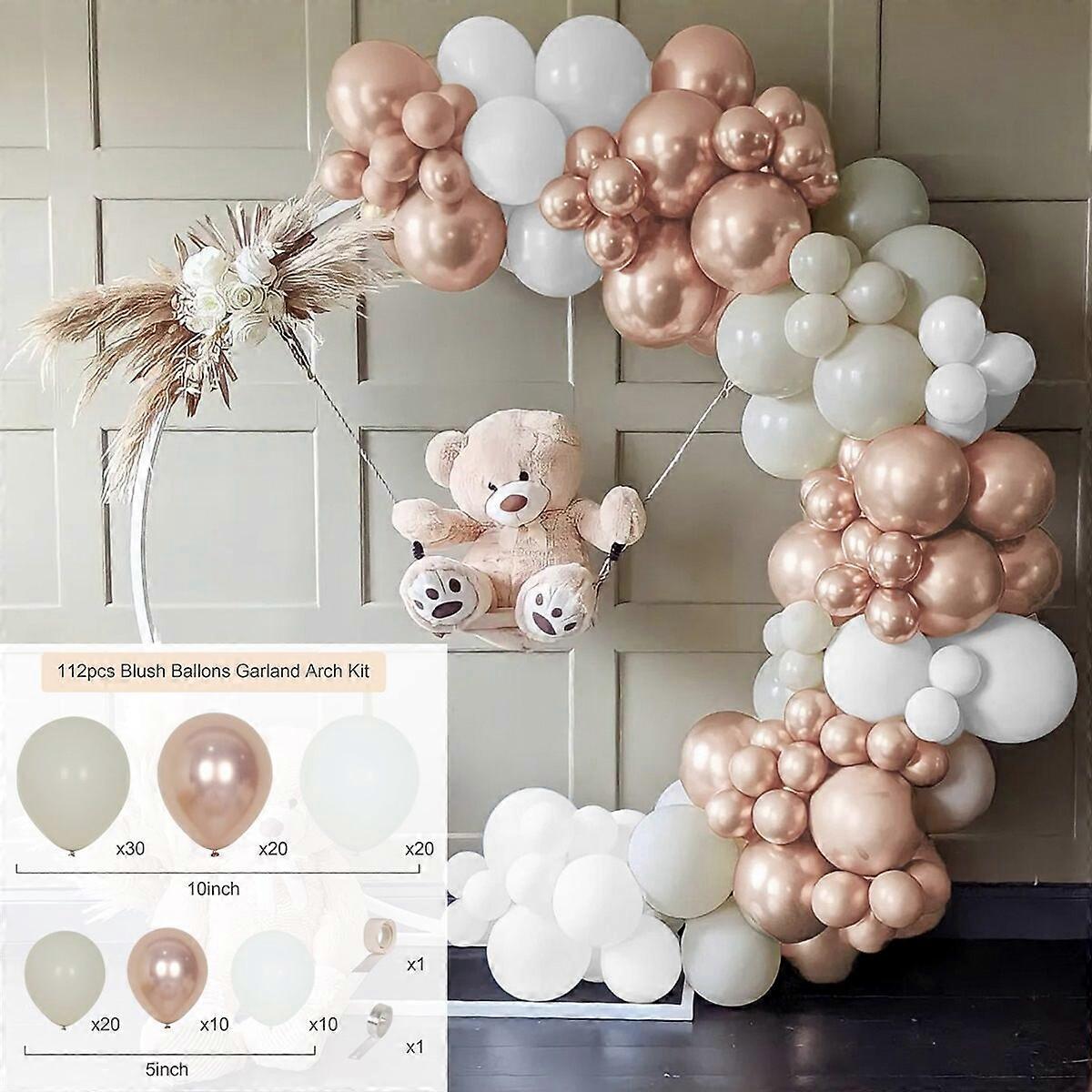 Guirlande De Ballons - EURO MEGA - 130 Pièces - Or Rose Blanc Gris - Décoration Fête - Anniversaire - Maison