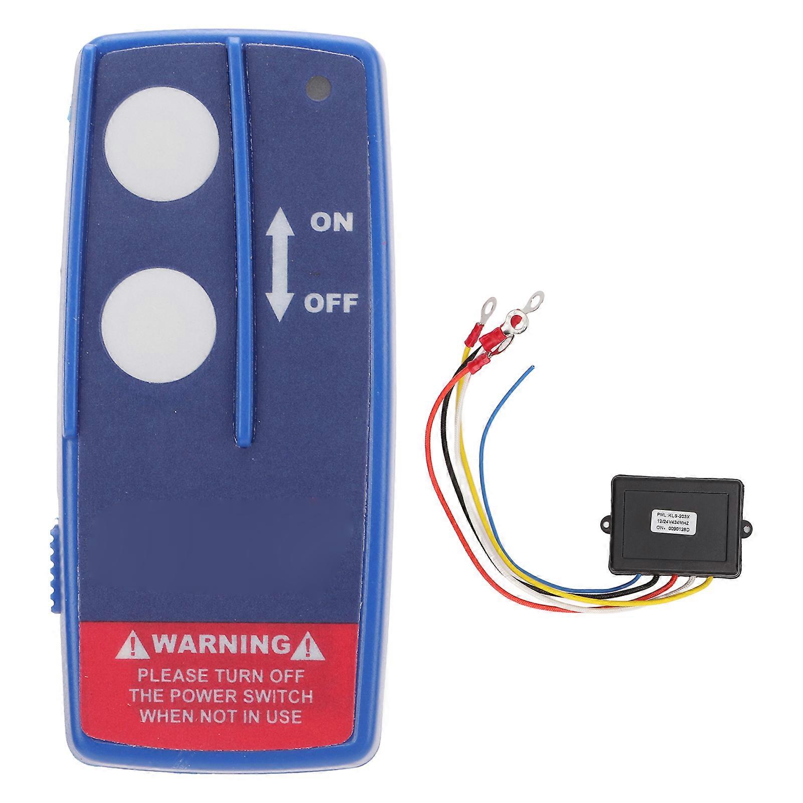 Universal Wireless Winch Remote Control Switch Electric Winch Controller with 434MHZ Receiver for ATV Blue