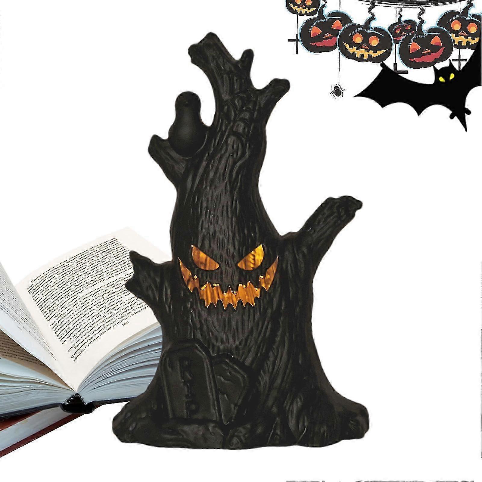 Halloween Decorative Ghost Tree Stump with LED Light, Luminous LED Ghost Tree Stump Battery Operated for Halloween Party