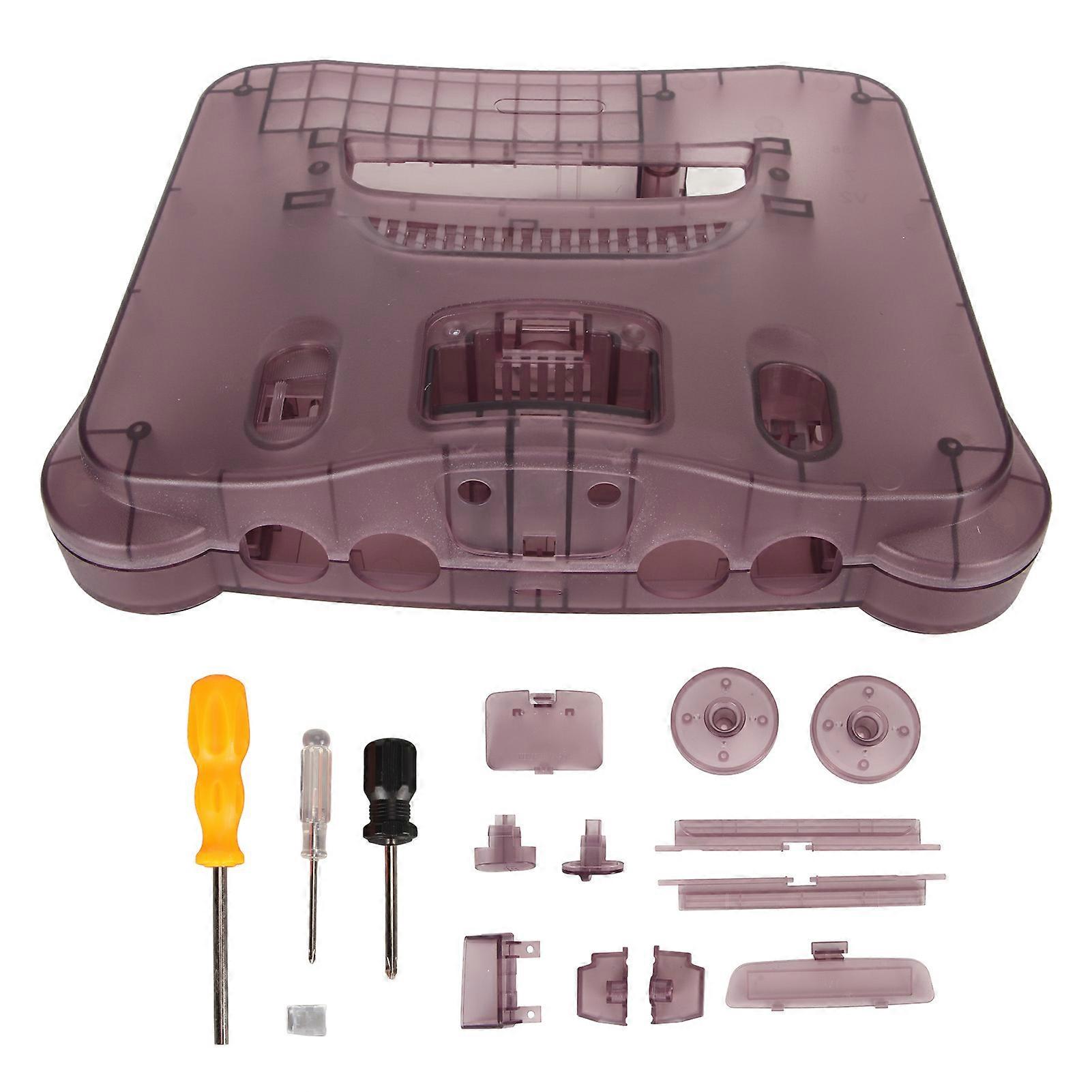 for N64 Translucent Case Replacement Retro Video Game Console Protective Shell Rose Purple