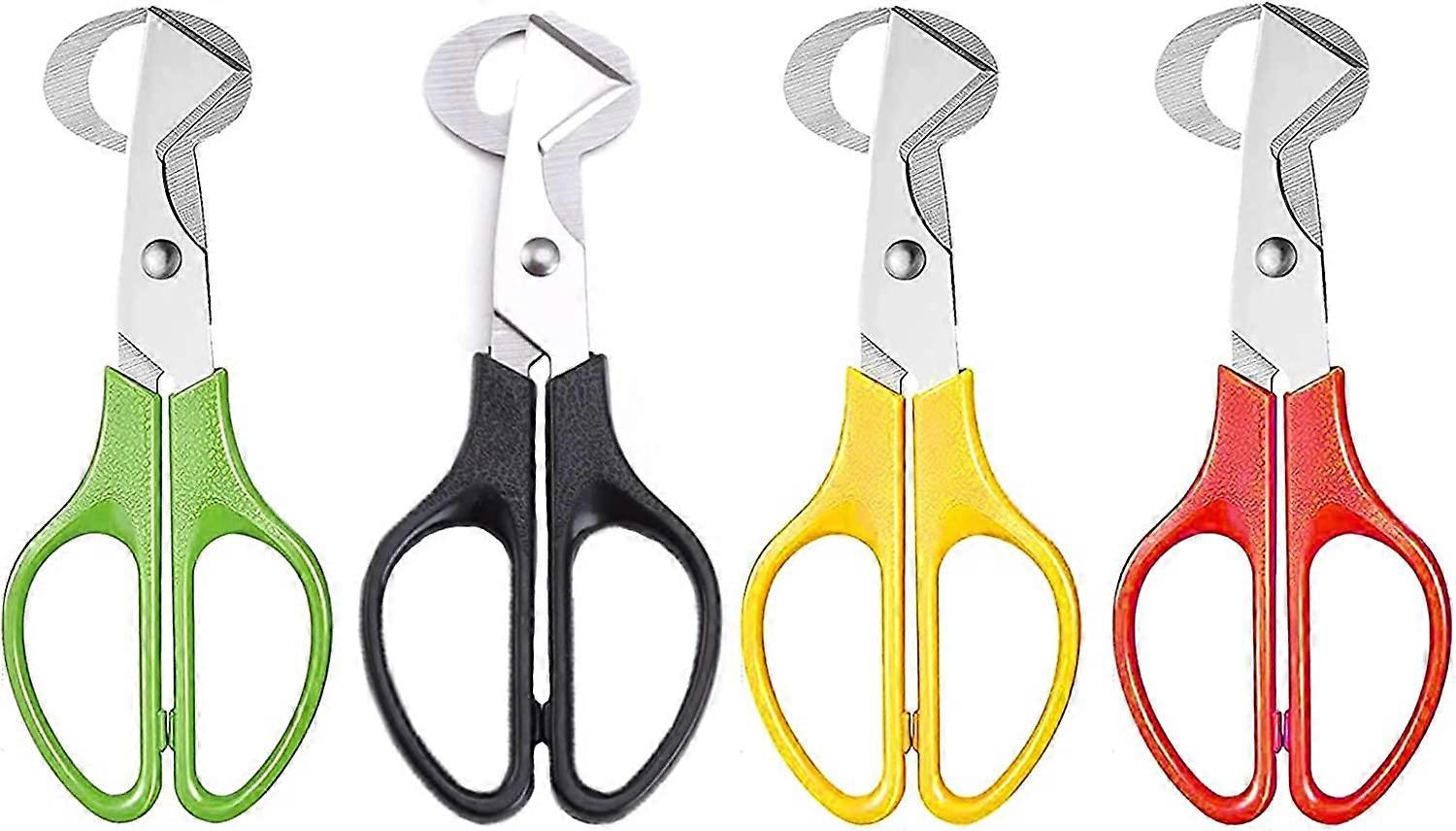 4 件鹌鹑蛋剪刀，不锈钢鹌鹑蛋剪刀家用、厨房、餐厅用鸡蛋分隔器开蛋器（红绿黄黑）