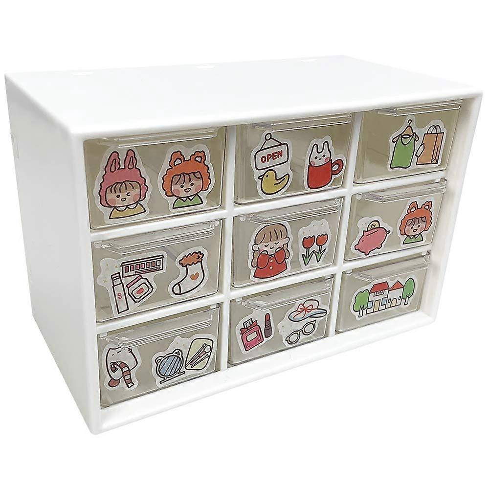 Small Storage Drawers, Art Craft Storage Box in Table Tops, 9 Removable Drawers(Pink)